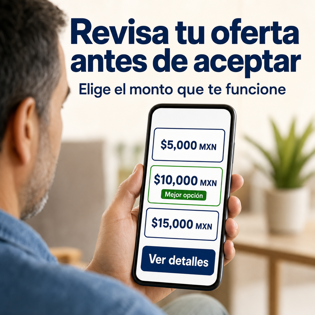 Persona revisando una oferta de préstamo en el celular
