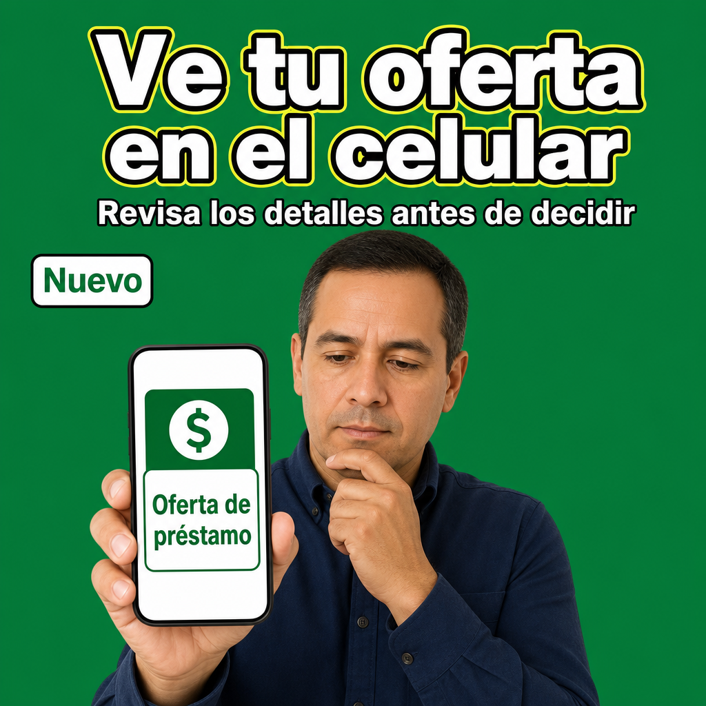 Persona revisando una oferta de préstamo en el celular