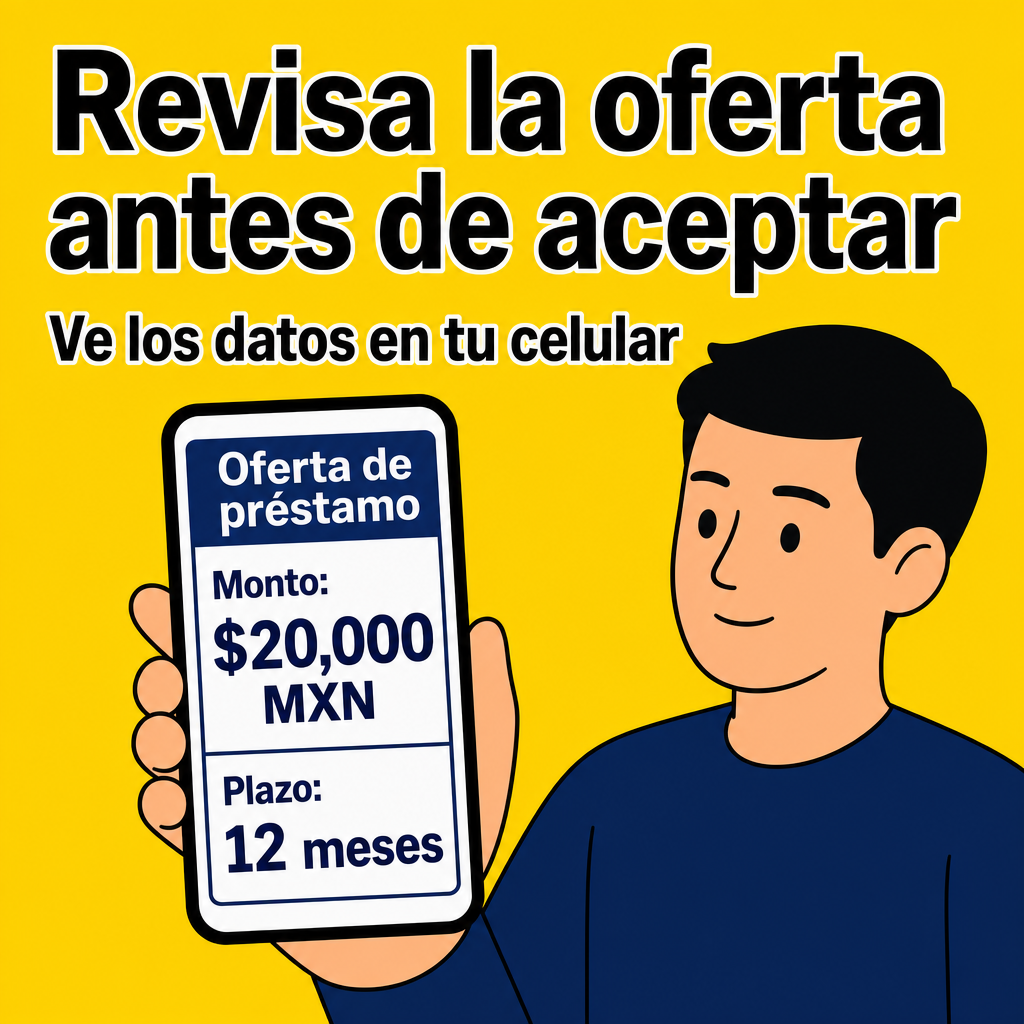 Persona revisando una oferta de préstamo en el celular