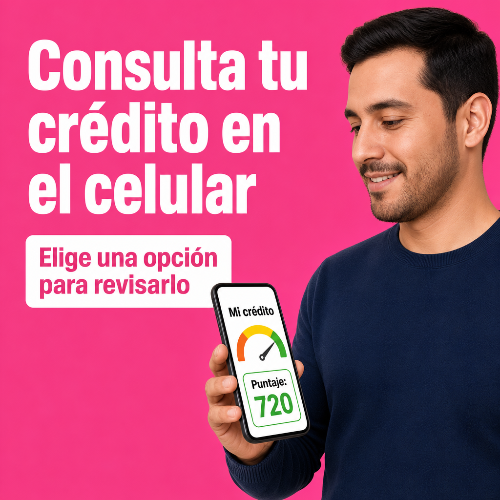 persona con celular revisando crédito