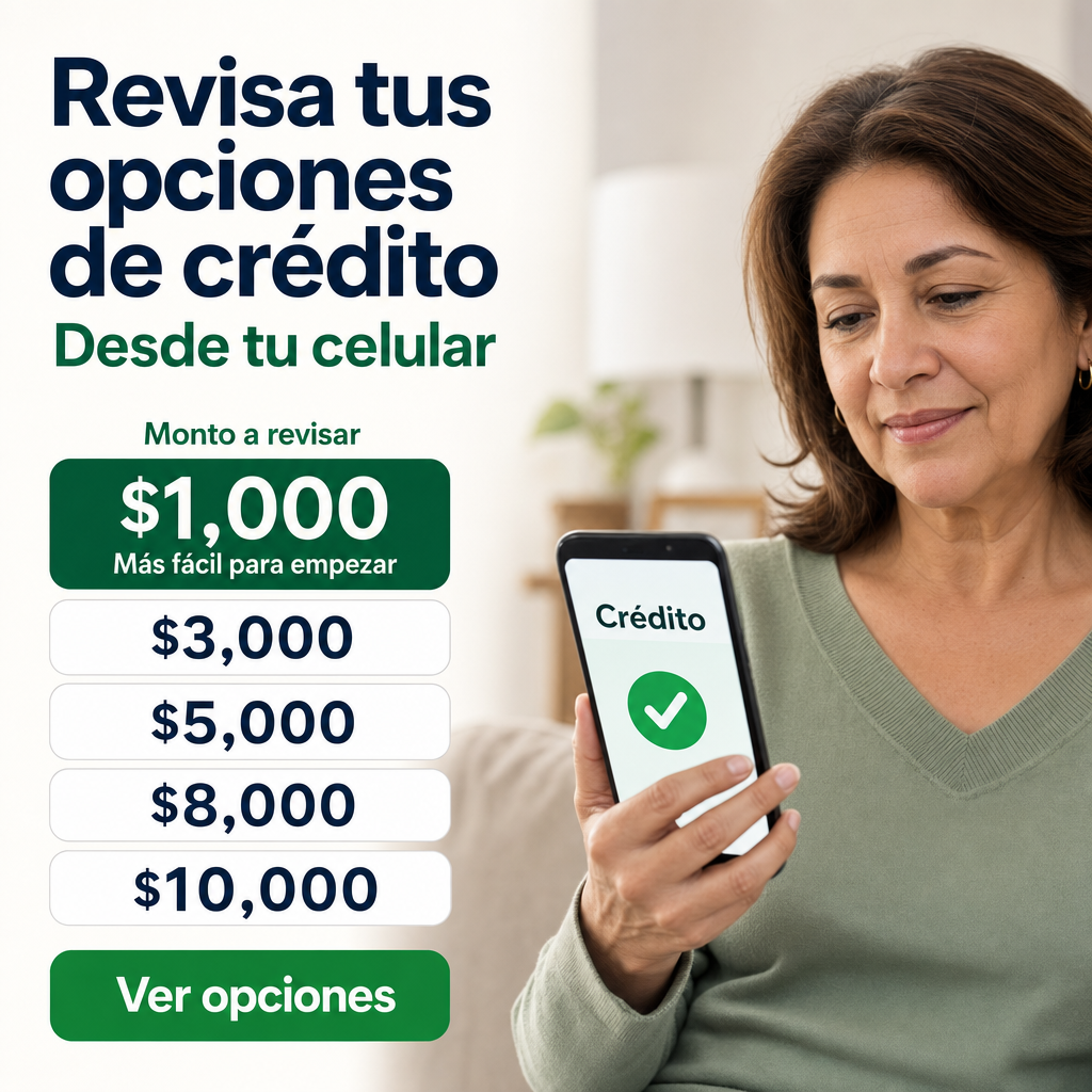 persona con celular revisando crédito