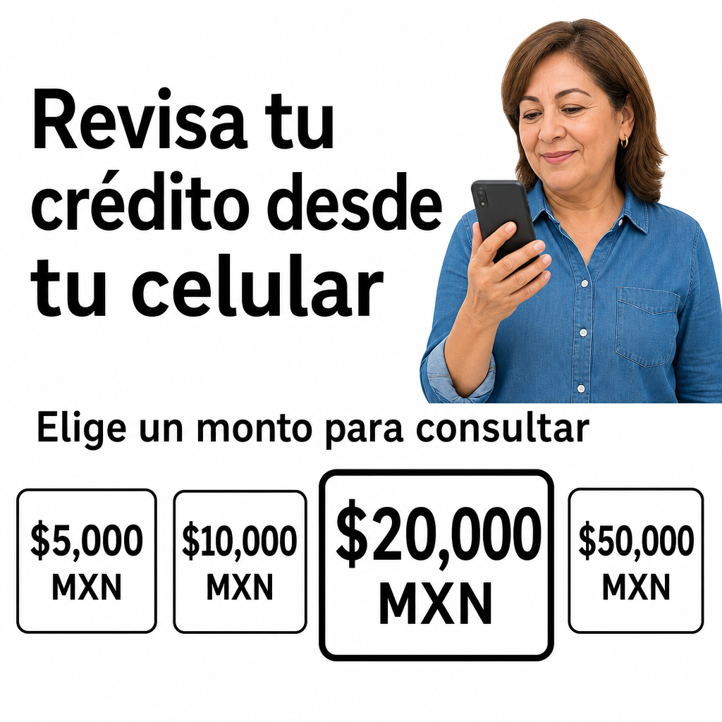 persona con celular revisando crédito