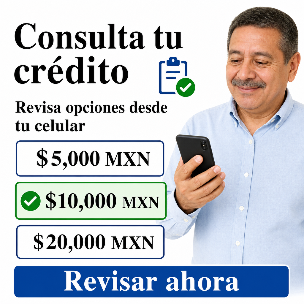 persona con celular revisando crédito
