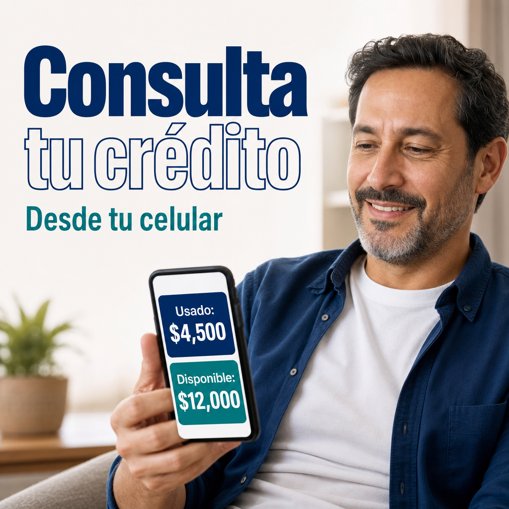 persona con celular revisando crédito