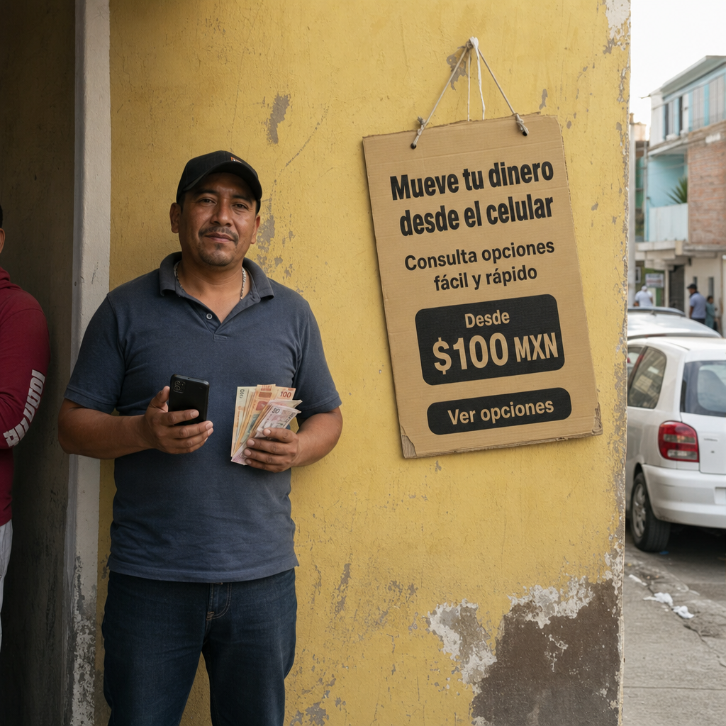 Persona con celular y dinero