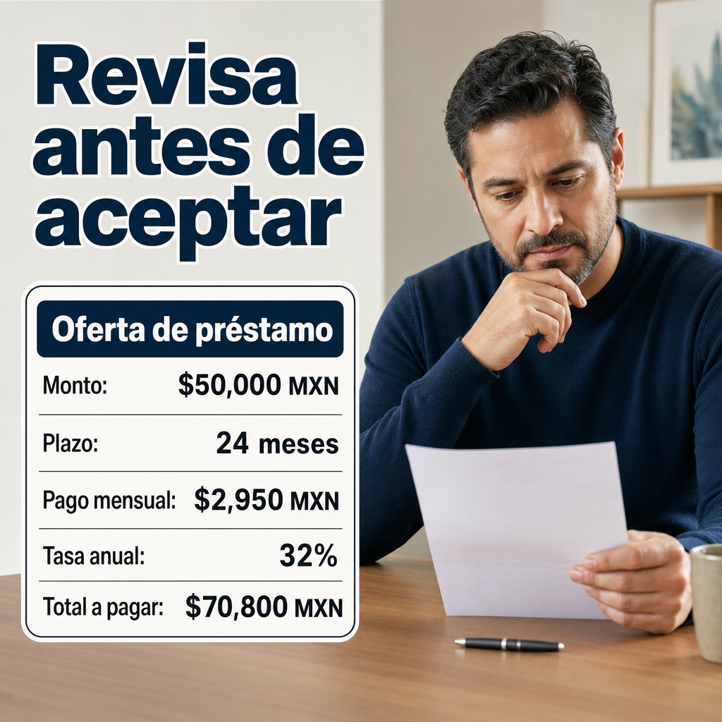 persona revisando oferta de préstamo