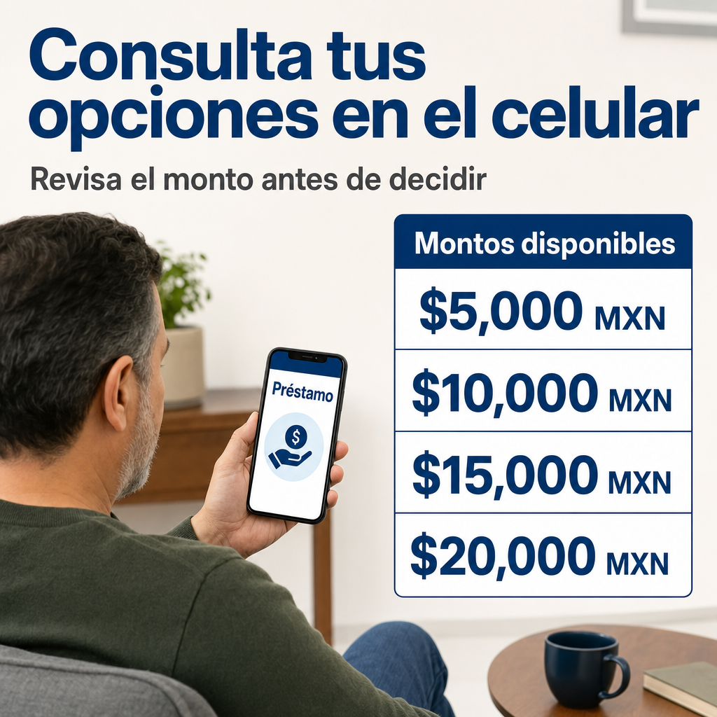 Persona revisando préstamo en celular