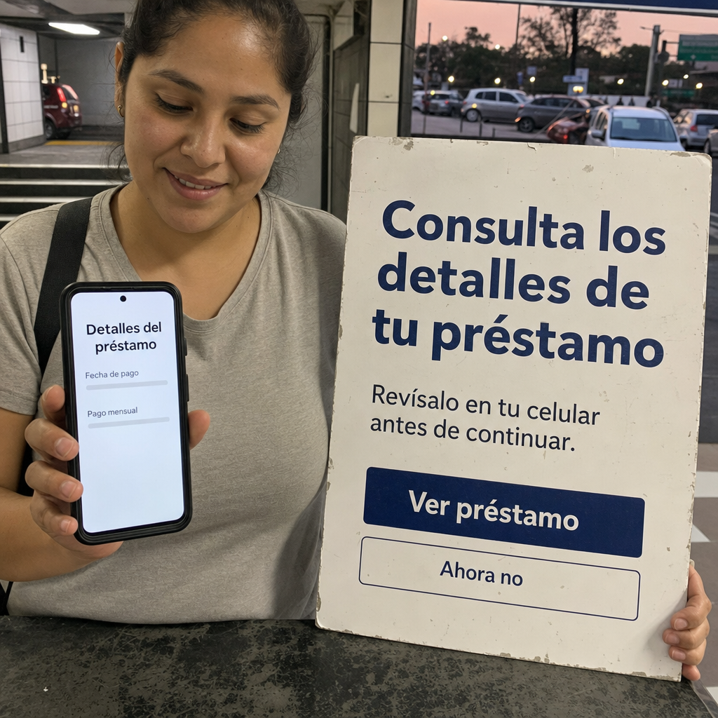 Persona revisando préstamo en celular