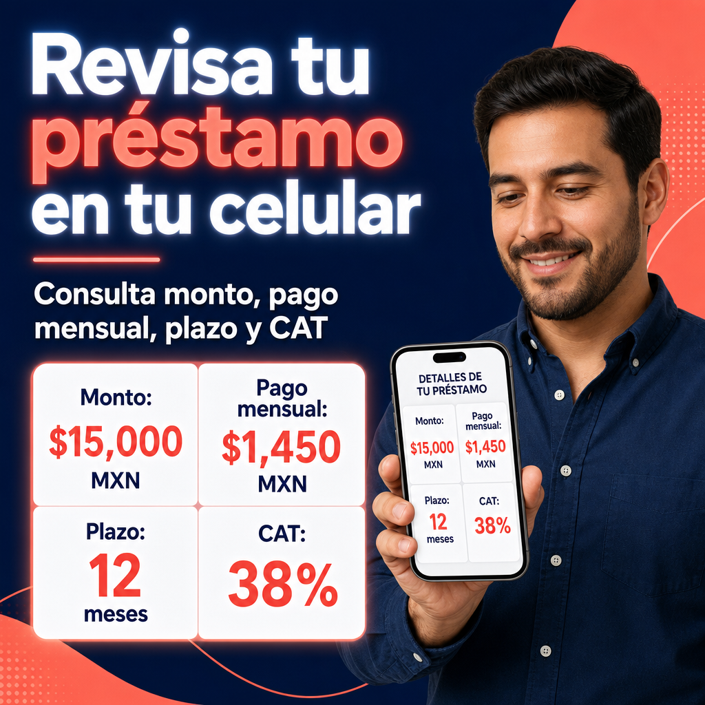 Persona revisando préstamo en celular