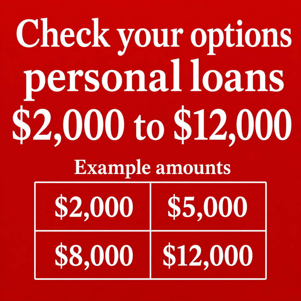 Personal loans from $2,000 to $12,000