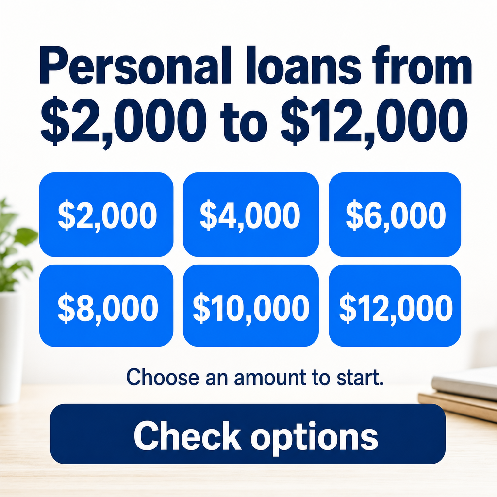 Personal loans from $2,000 to $12,000