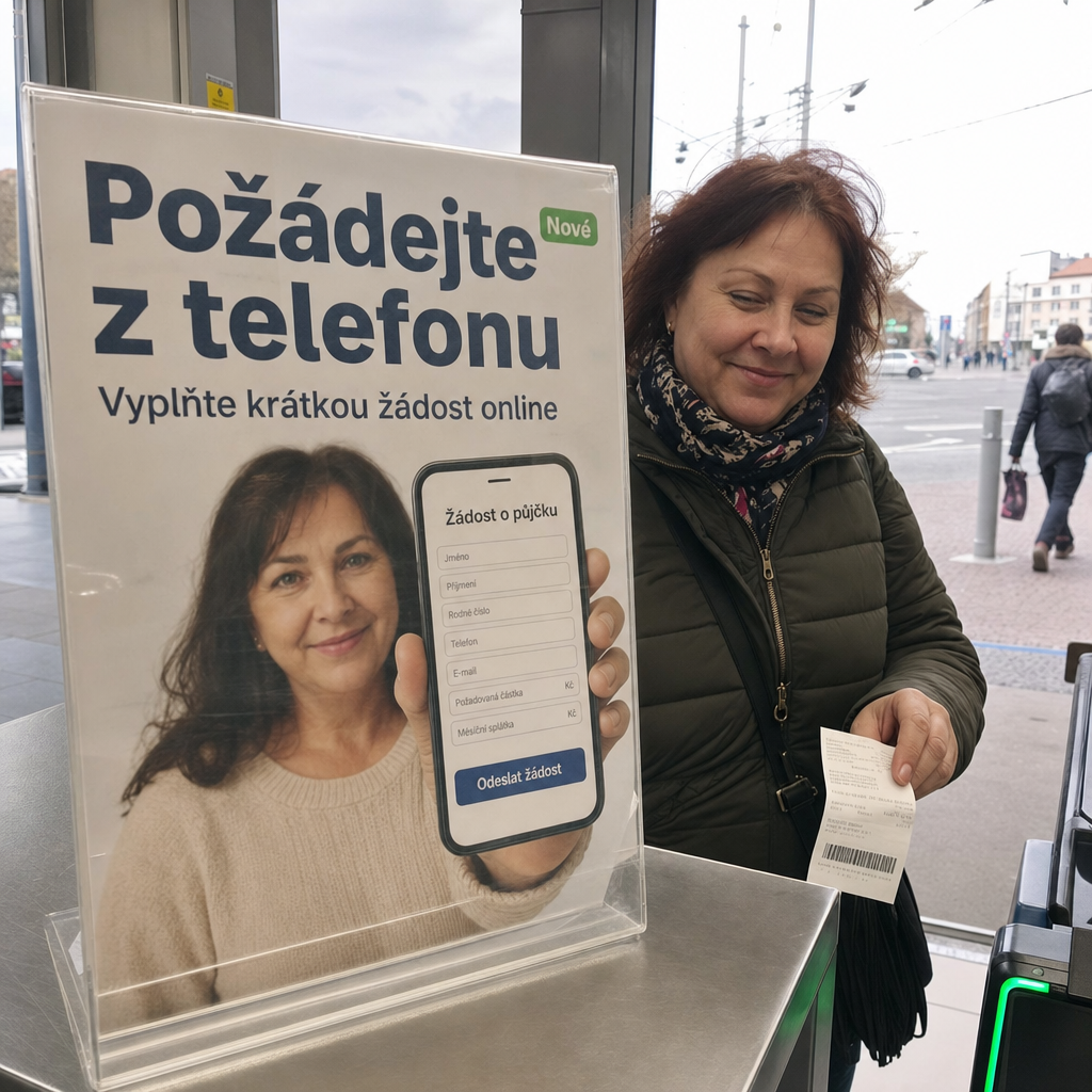 člověk s telefonem a žádostí o půjčku