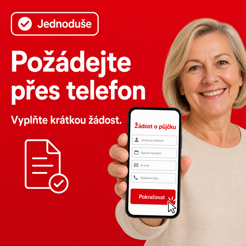 člověk s telefonem a žádostí o půjčku