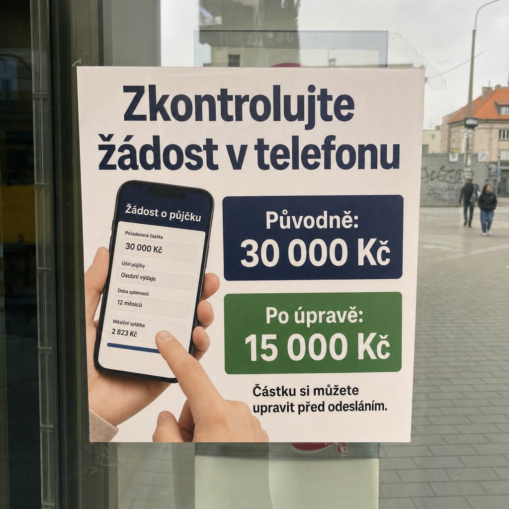 člověk s telefonem a žádostí o půjčku