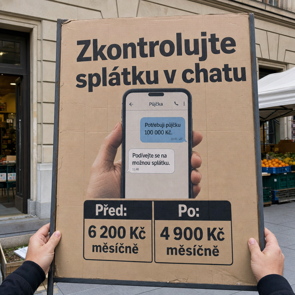 člověk s mobilem v chatu o půjčce