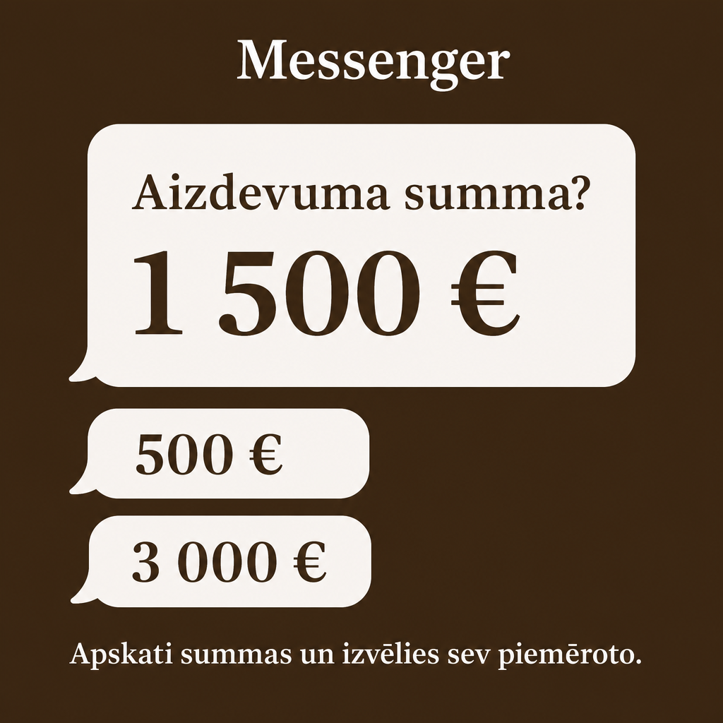Messenger čata kartīte ar aizdevuma summām