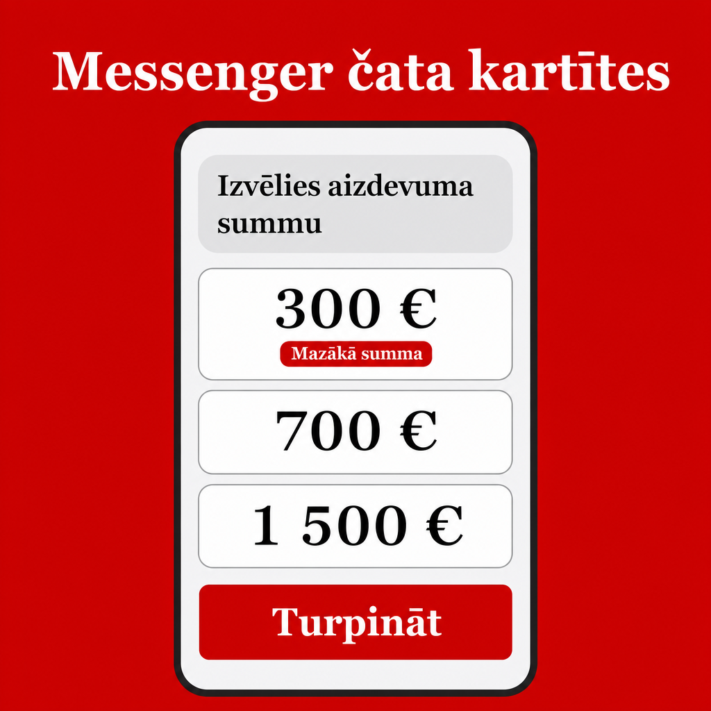 Messenger čata kartīte ar aizdevuma summām