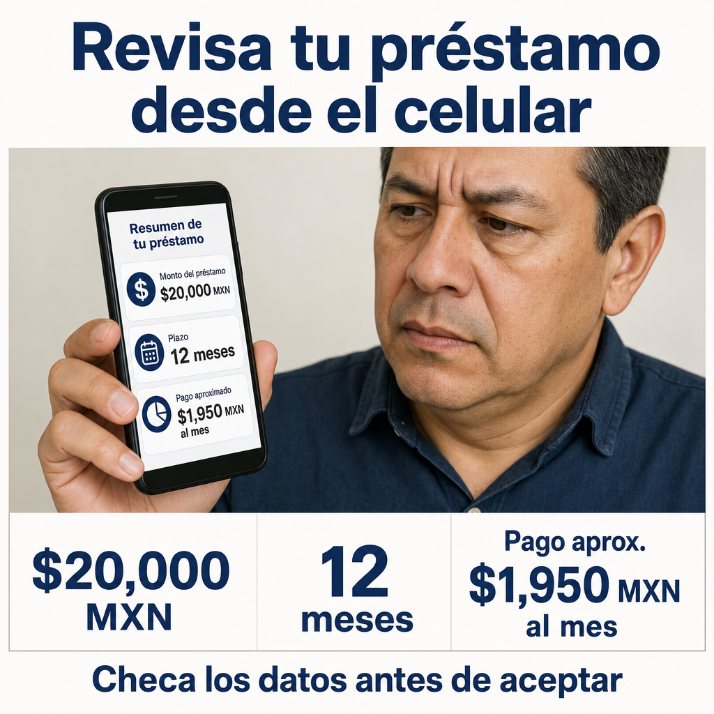 Persona revisando préstamo en su celular