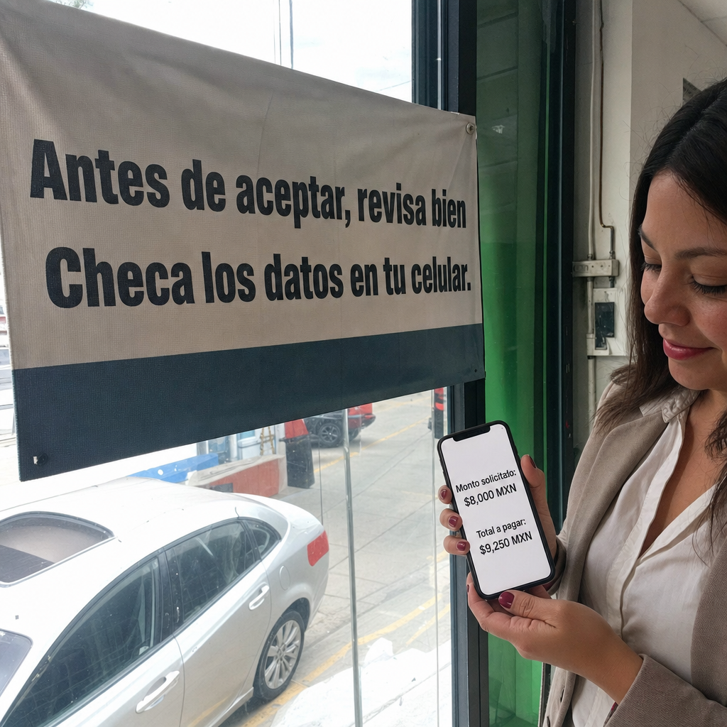 Persona revisando préstamo en su celular
