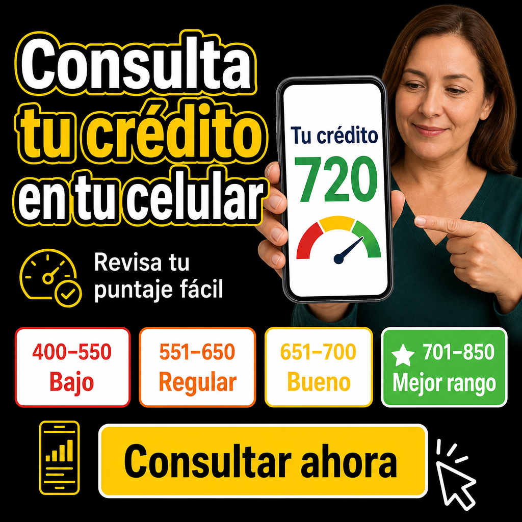 Persona revisando su crédito en el celular