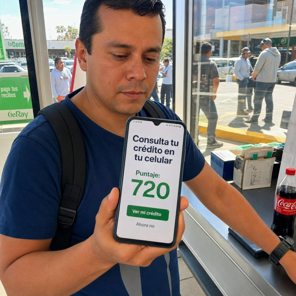 Persona revisando su crédito en el celular