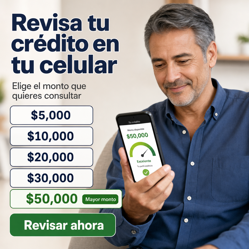 persona revisando crédito en celular