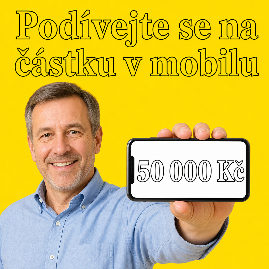 Osoba s mobilem a částkou půjčky