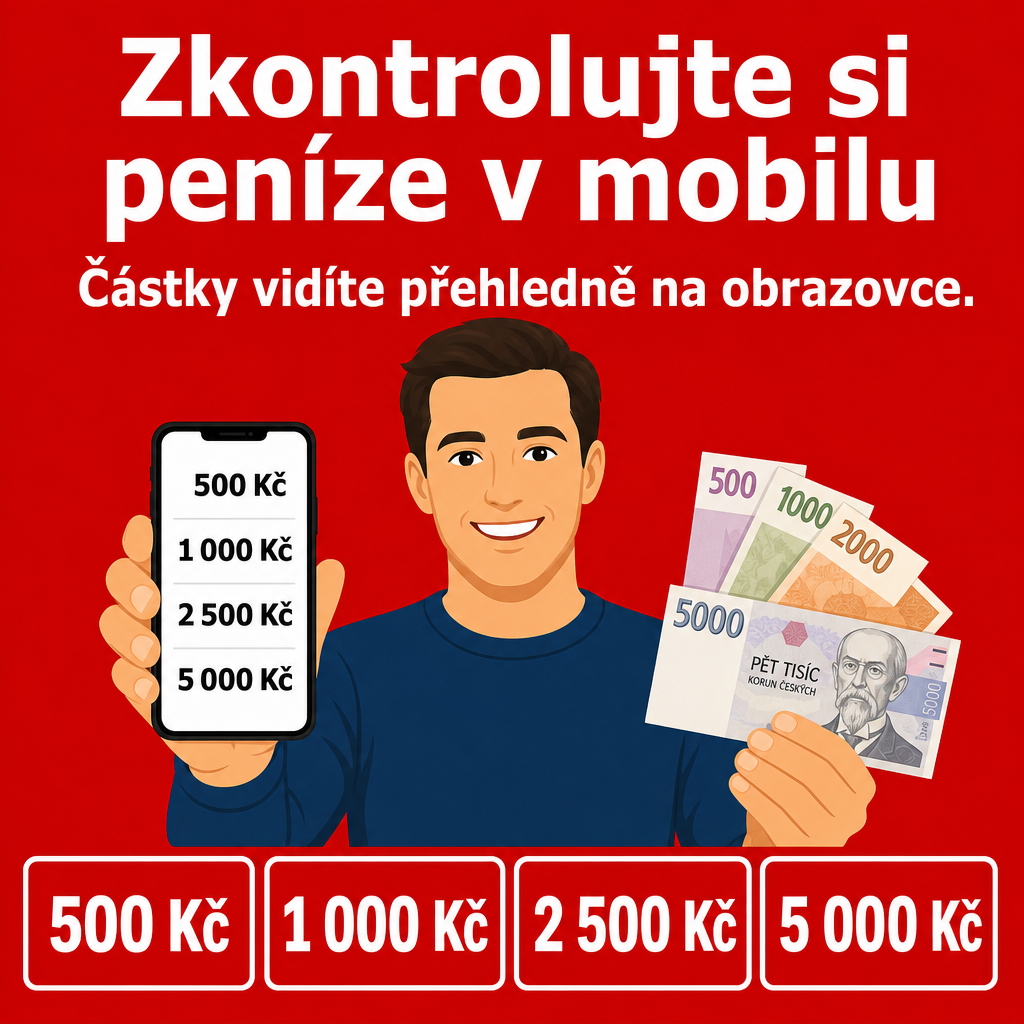člověk s mobilem a penězi