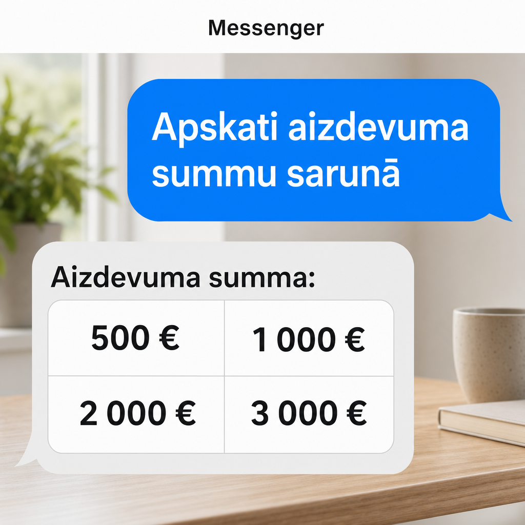 Messenger čats ar aizdevuma summu