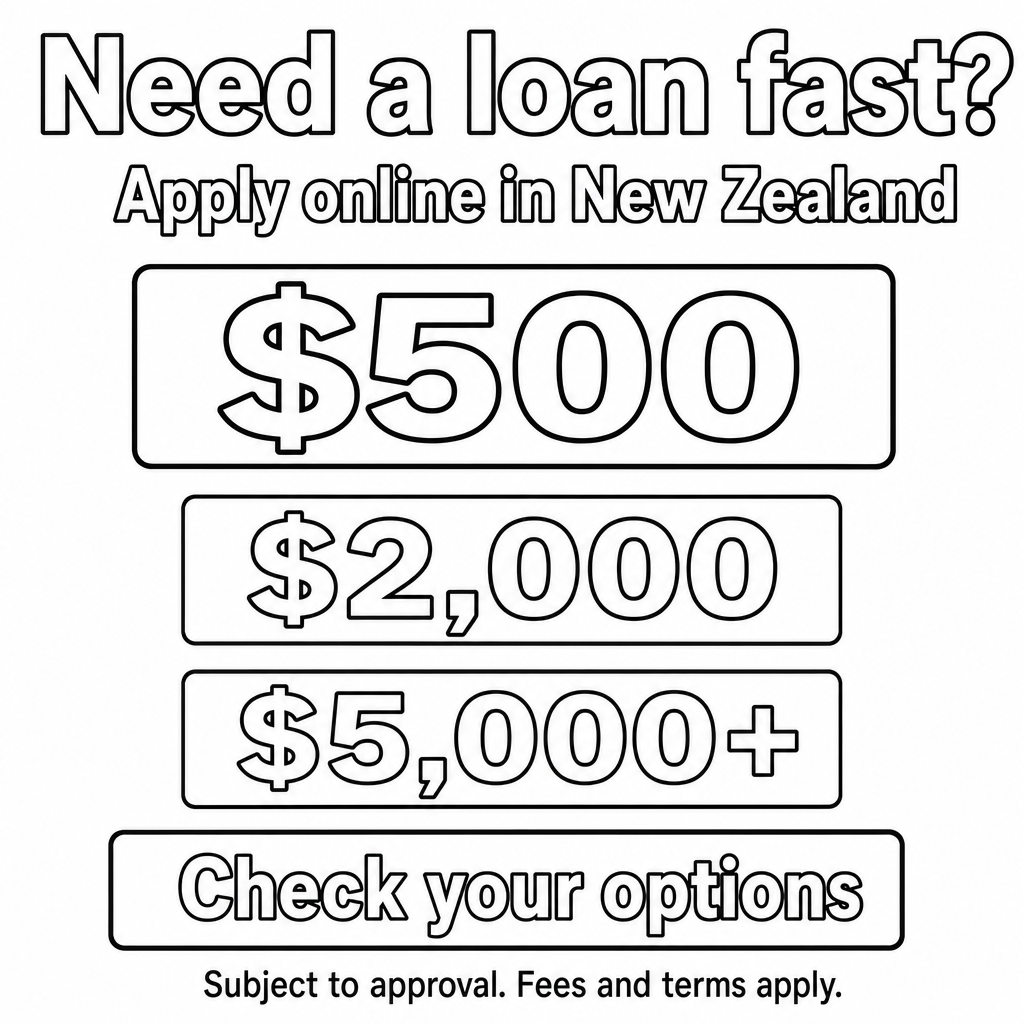 Fast online loan in New Zealand. Use the amounts $500, $2,000, $5,000+ in the creative.