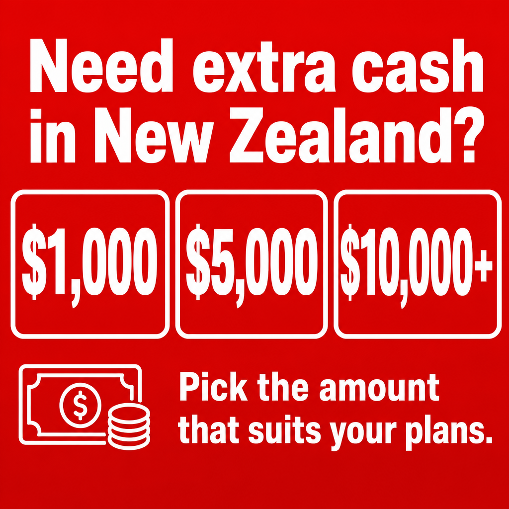 Personal loan in New Zealand. Use the amounts $1,000, $5,000, $10,000+ in the creative.