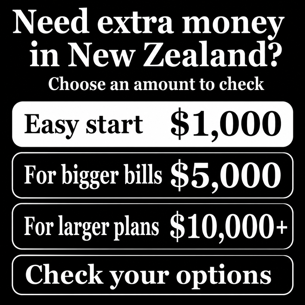 Personal loan in New Zealand. Use the amounts $1,000, $5,000, $10,000+ in the creative.