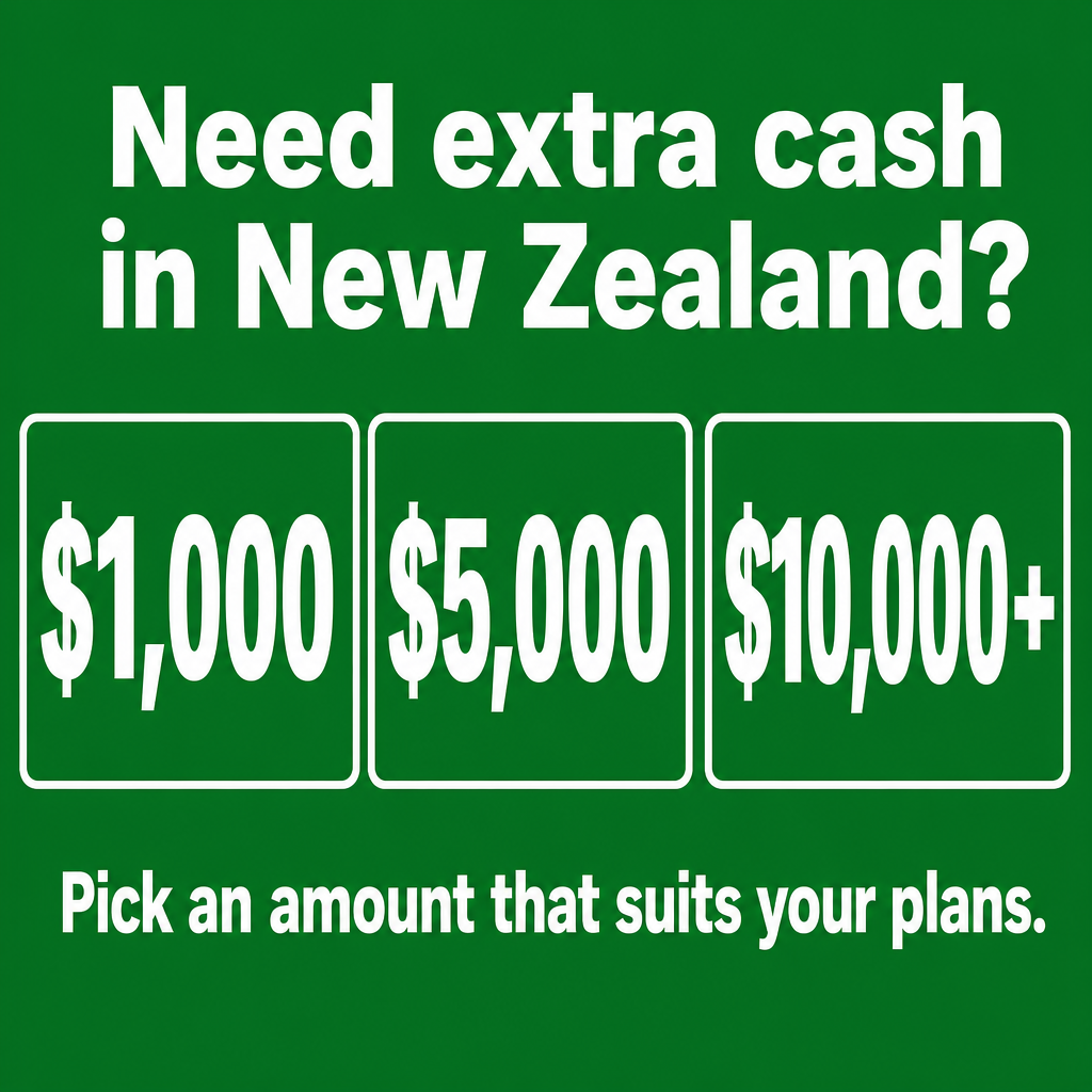 Personal loan in New Zealand. Use the amounts $1,000, $5,000, $10,000+ in the creative.