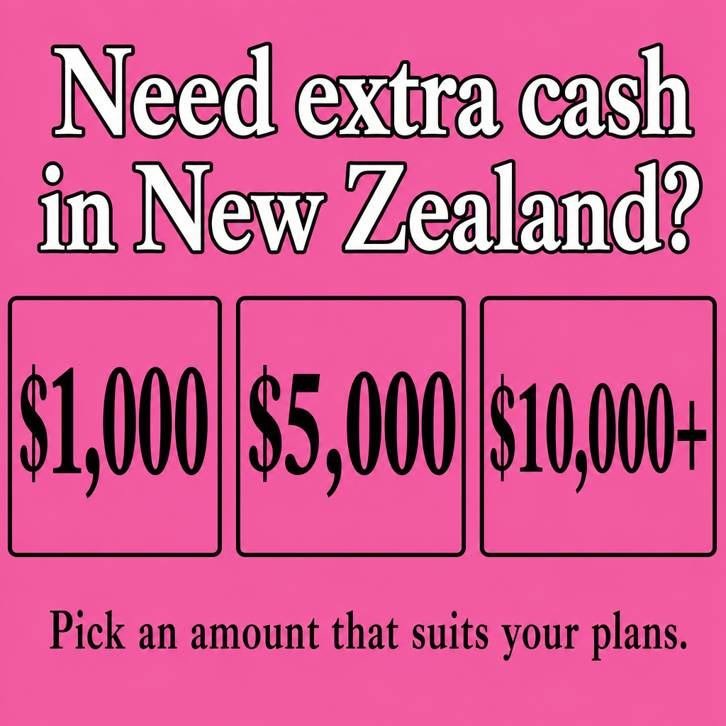 Personal loan in New Zealand. Use the amounts $1,000, $5,000, $10,000+ in the creative.