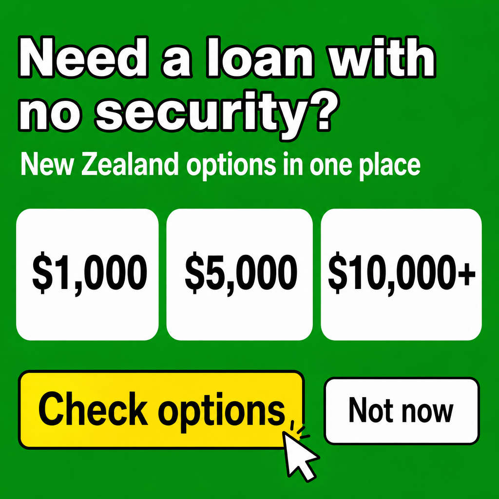 Unsecured personal loan in New Zealand. Use the amounts $1,000, $5,000, $10,000+ in the creative.
