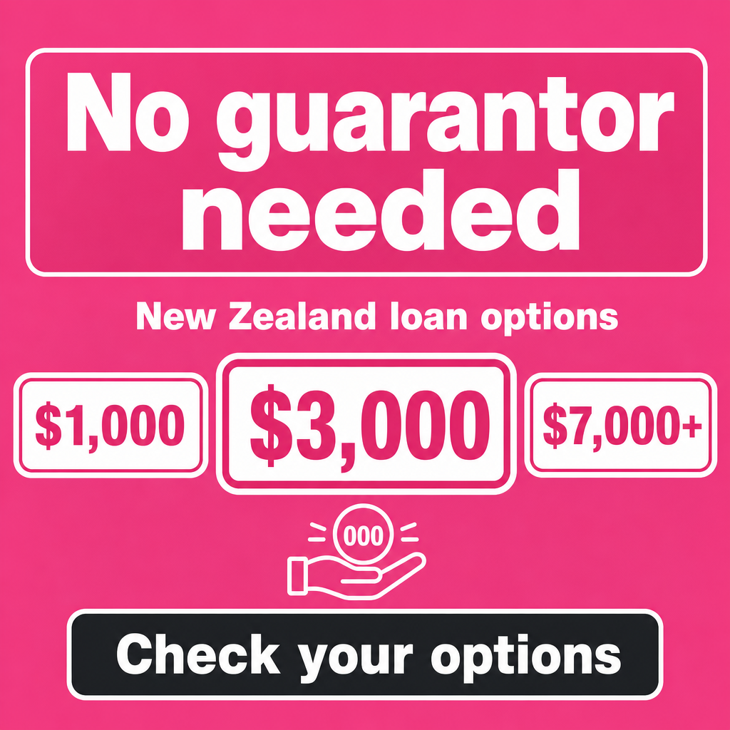 No guarantor loan in New Zealand. Use the amounts $1,000, $3,000, $7,000+ in the creative.