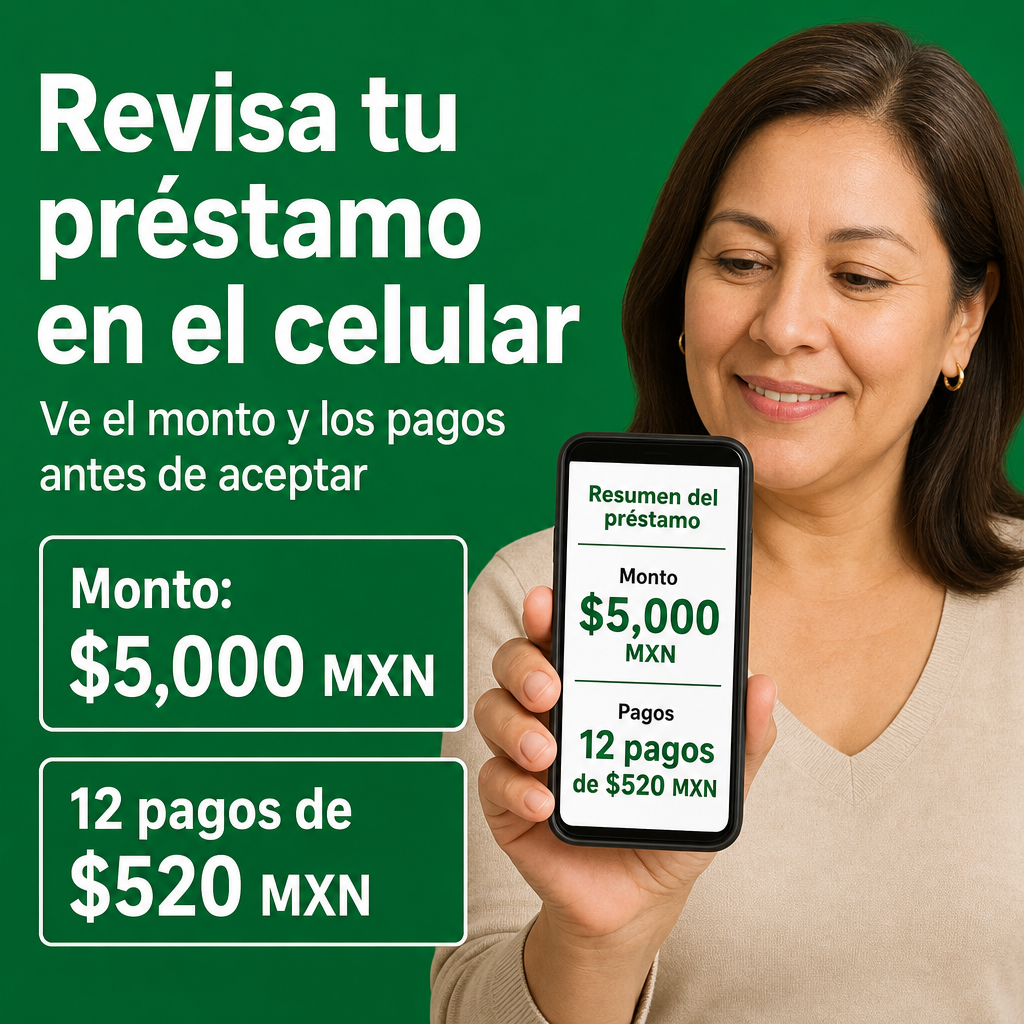 Persona revisando préstamo en el celular