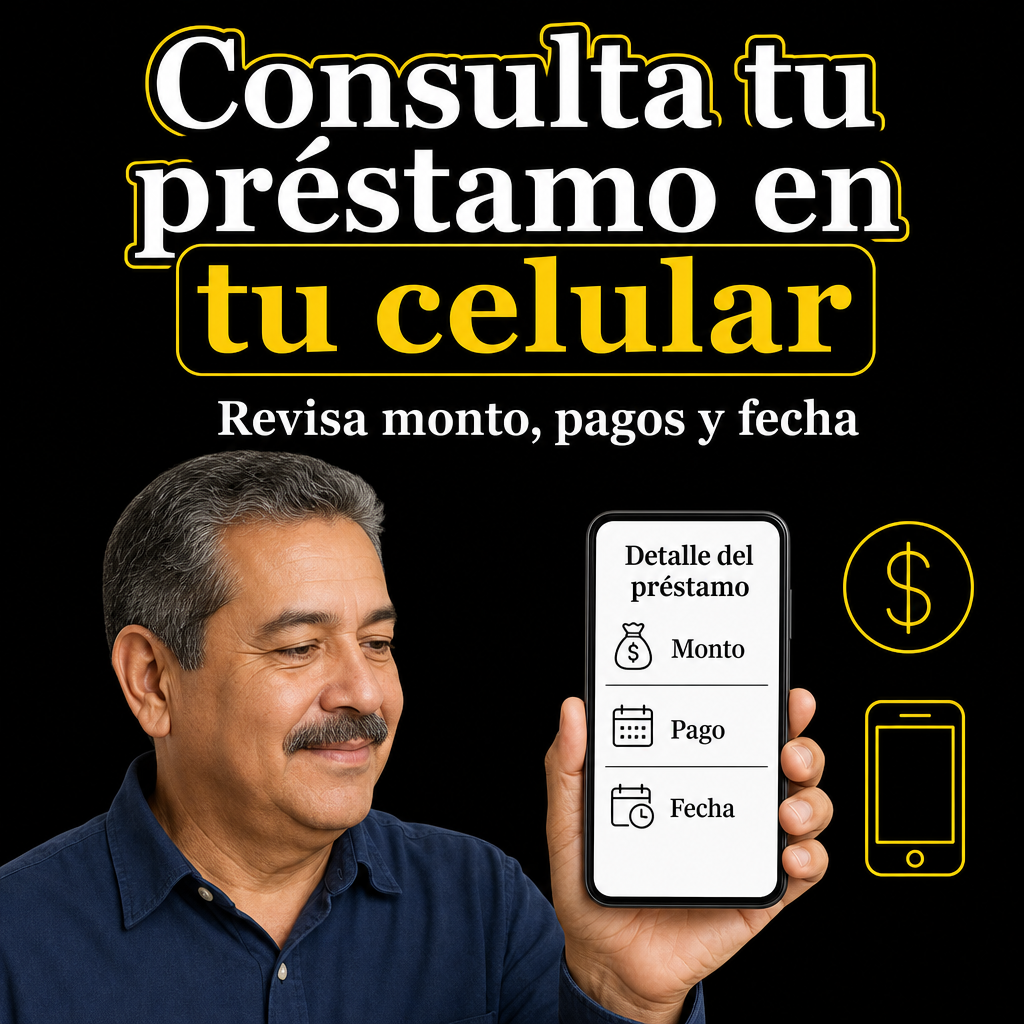 Persona revisando préstamo en el celular