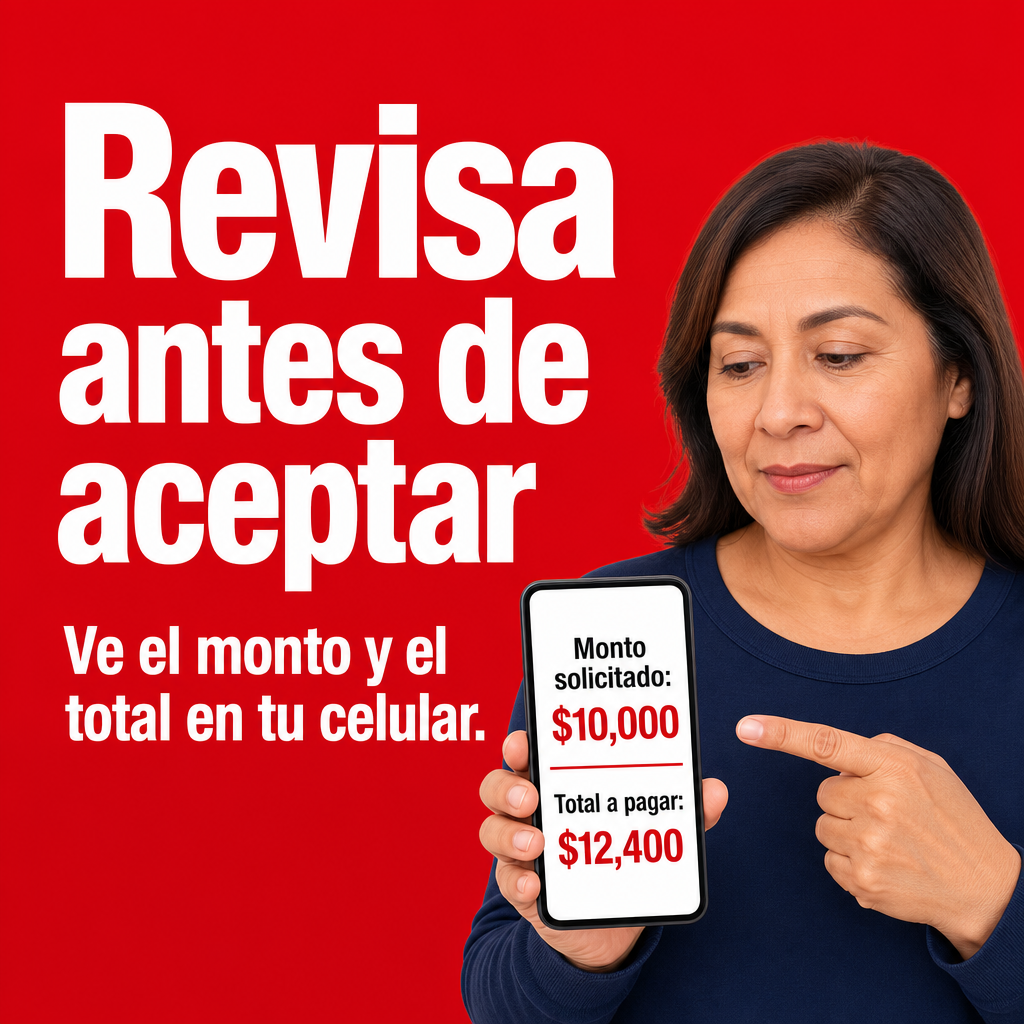 Persona revisando préstamo en el celular