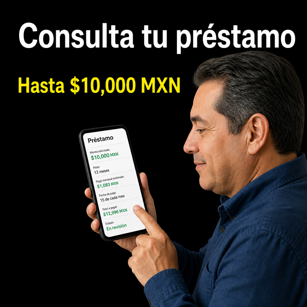 Persona revisando préstamo en el celular
