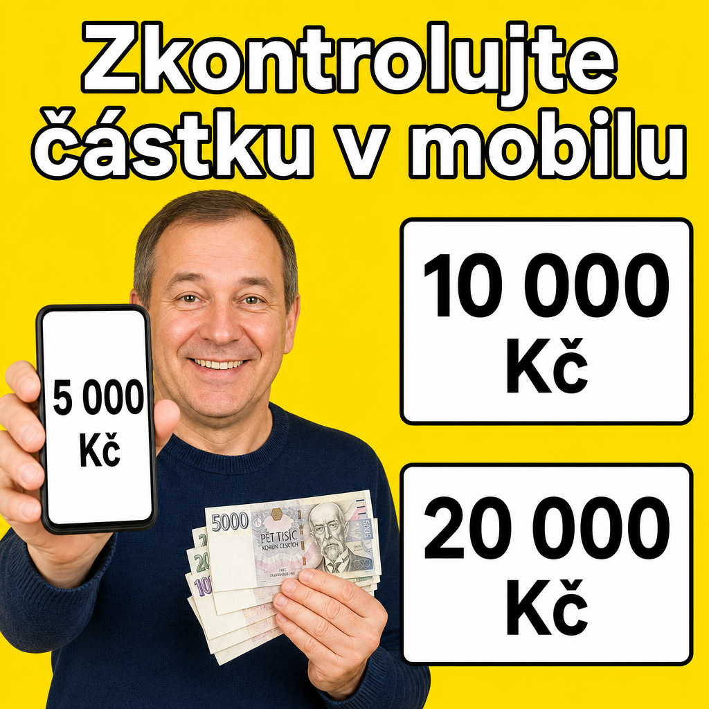 Osoba s mobilem a penězi