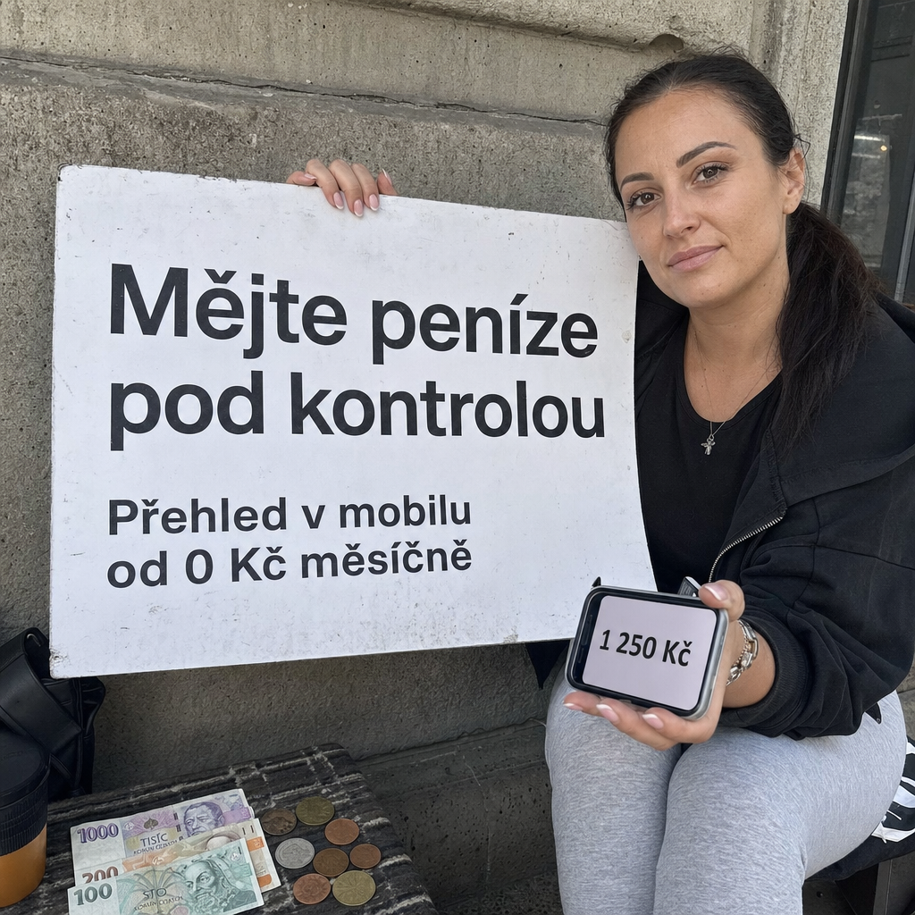 Osoba s mobilem a penězi