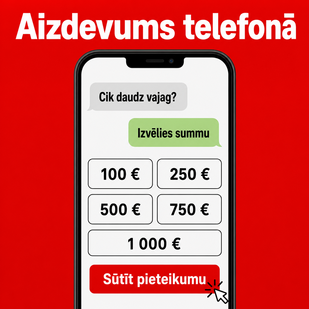 Smartphone ar īsu aizdevuma čatu