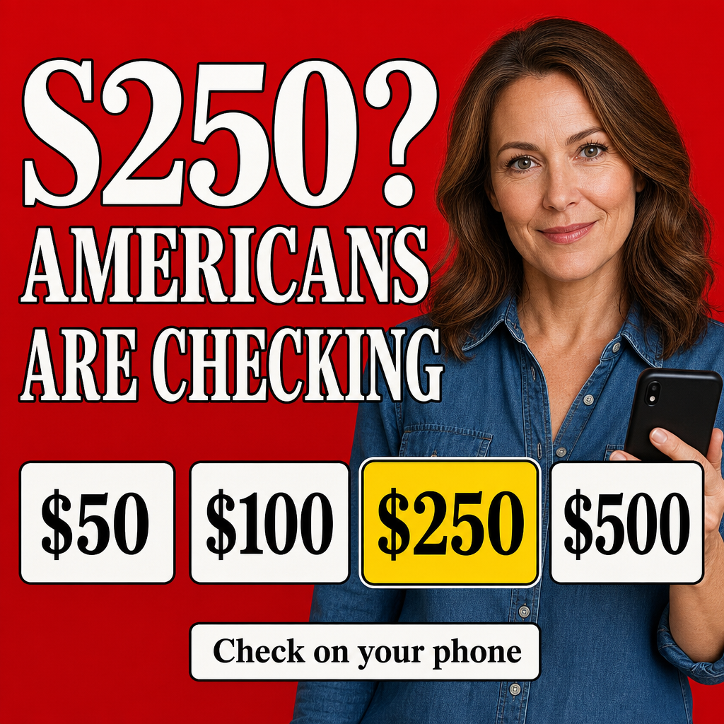 Mulher 35–50 anos — olhando diretamente para câmera, celular na mão + headline curta “S250? AMERICANS ARE CHECKING