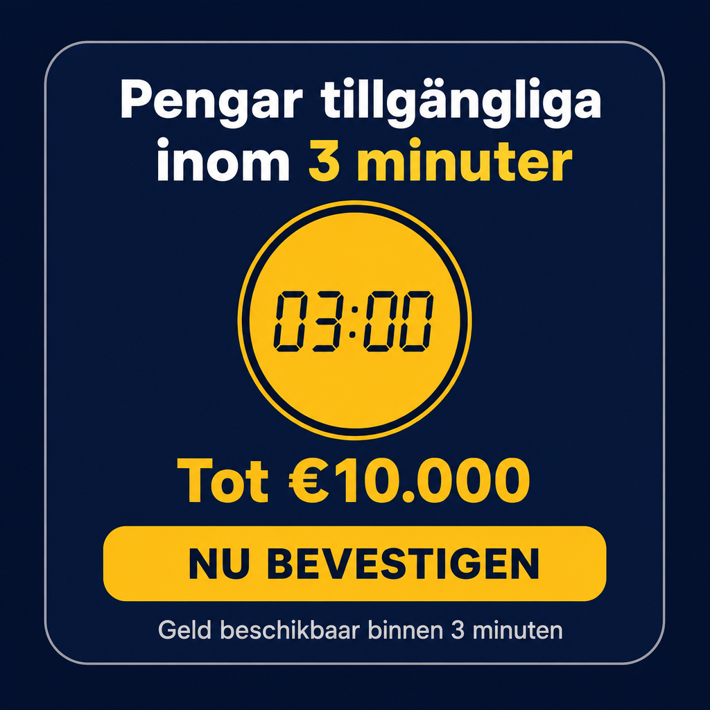 Crie uma peça publicitária ORIGINAL para o mercado da Bélgica, escrita EXCLUSIVAMENTE em holandês (Nederlands).  IMPORTANTE: A imagem de referência fornecida deve ser usada SOMENTE como inspiração para a estrutura de comunicação e para a ideia de um anúncio financeiro rápido e direto.  NÃO copie a imagem de referência. NÃO reproduza exatamente sua composição. NÃO copie suas cores. NÃO copie sua tipografia. NÃO copie seus elementos gráficos. NÃO copie seus contornos ou formas. NÃO faça uma simples tradução da imagem original.  Crie uma nova identidade visual, mais sofisticada, moderna e adequada para uma marca financeira/fintech voltada ao público da Bélgica.  O conceito deve transmitir: - rapidez; - disponibilidade; - simplicidade; - confiança; - ação imediata; - modernidade; - serviço financeiro digital.  A peça deve ser visualmente forte e compreensível em aproximadamente 1 segundo.  ================================================== FORMATO ==================================================  Imagem quadrada 1:1.  Alta resolução.  Design otimizado para publicidade em redes sociais e dispositivos móveis.  Composição compacta, centralizada e extremamente organizada.  Não utilizar fotografia.  Não utilizar pessoas.  Não utilizar mãos.  Não utilizar dinheiro físico.  Não utilizar moedas.  Não utilizar cartões bancários.  Não utilizar prédios de bancos.  Não utilizar gráficos financeiros.  Não utilizar elementos decorativos desnecessários.  O anúncio deve parecer uma peça gráfica digital profissional de uma fintech europeia moderna.  ================================================== PALETA DE CORES ==================================================  Utilizar principalmente:  AZUL-MARINHO: #14213D  AMARELO DOURADO: #FFC928  BRANCO: #FFFFFF  PRETO: #111111  CINZA MUITO CLARO: #E8ECF0  O azul-marinho deve ser a cor predominante do fundo.  O amarelo dourado deve ser utilizado para criar contraste e chamar atenção para as informações mais importantes.  O branco deve ser usado para a headline e informações secundárias.  O preto deve aparecer somente em pequenos detalhes, principalmente no cronômetro.  O cinza claro pode ser utilizado em detalhes muito discretos.  NÃO utilizar vermelho.  NÃO utilizar laranja.  NÃO utilizar roxo.  NÃO utilizar verde como cor principal.  A combinação azul-marinho + amarelo deve transmitir uma sensação de confiança, energia e modernidade.  A inspiração cromática pode remeter sutilmente às cores da Bélgica, mas NÃO transformar o anúncio em uma bandeira belga e NÃO utilizar as cores da bandeira de maneira literal.  ================================================== FUNDO ==================================================  Criar um fundo azul-marinho profundo e uniforme.  Cor aproximada: #14213D  O fundo deve ser elegante e sólido.  Pode existir um gradiente radial extremamente sutil, com uma pequena variação de luminosidade no centro, mas o resultado deve continuar parecendo um fundo limpo.  Não utilizar textura.  Não utilizar ruído.  Não utilizar padrões.  Não utilizar brilho excessivo.  Não utilizar efeitos neon.  ================================================== CONTAINER PRINCIPAL ==================================================  Criar um grande painel/card centralizado sobre o fundo azul-marinho.  O card deve ter uma cor azul-marinho ligeiramente diferente do fundo, ou utilizar uma área interna em azul-marinho profundo com uma borda muito sutil.  O card deve possuir cantos arredondados.  A aparência deve ser semelhante a uma interface de aplicativo financeiro premium.  O card deve ocupar aproximadamente 85–90% da largura da imagem e aproximadamente 80–85% da altura.  Manter margens externas confortáveis.  O design deve parecer compacto, porém não apertado.  ================================================== HEADLINE PRINCIPAL ==================================================  Na parte superior do card, inserir EXATAMENTE o seguinte texto em holandês:  "Geld beschikbaar binnen 3 minuten"  Dividir o texto em duas linhas:  "Geld beschikbaar"  "binnen 3 minuten"  IMPORTANTE: O texto deve ser escrito EXATAMENTE dessa maneira.  Não traduzir.  Não adicionar palavras.  Não remover palavras.  Não utilizar português.  Não utilizar francês.  Não utilizar inglês.  Utilizar exclusivamente holandês.  A headline deve ser grande, pesada e extremamente legível.  Fonte: sans-serif moderna e bold/extra bold.  Estilo semelhante a: Montserrat ExtraBold, Inter ExtraBold, Manrope ExtraBold, Helvetica Neue Bold, ou uma fonte equivalente.  Cor: #FFFFFF  Centralizar perfeitamente.  A frase deve ocupar aproximadamente 70–80% da largura interna do card.  A segunda linha pode ser ligeiramente maior ou receber maior peso visual para enfatizar:  "3 minuten"  A expressão "3 minuten" pode receber destaque em amarelo dourado #FFC928, enquanto "Geld beschikbaar binnen" permanece branca.  Isso deve criar uma hierarquia visual clara.  Exemplo visual:  Geld beschikbaar binnen **3 minuten**  A palavra "minuten" continua em amarelo juntamente com "3".  ================================================== ELEMENTO DE TEMPO ==================================================  Abaixo da headline, criar um pequeno cronômetro digital circular.  O cronômetro deve ser ORIGINAL e moderno.  Não copiar o cronômetro da referência.  Criar um círculo amarelo dourado #FFC928 com uma borda azul-marinho ou preta discreta.  Dentro do círculo, apresentar um pequeno display digital:  "03:00"  O texto "03:00" deve estar em preto ou azul-marinho escuro.  A aparência deve lembrar um pequeno temporizador de interface digital.  O círculo deve ser perfeitamente simétrico.  Não utilizar relógio realista.  Não utilizar relógio de ponteiros tradicional.  Não adicionar números extras.  Não adicionar elementos decorativos excessivos.  O cronômetro deve funcionar como um elemento visual que reforça a ideia de rapidez.  ================================================== DESTAQUE DE VALOR ==================================================  Abaixo do cronômetro, inserir um pequeno destaque financeiro.  Utilizar:  "Tot €10.000"  OU, caso o valor máximo real da oferta seja diferente, substituir pelo valor correto.  A expressão deve estar em holandês.  O valor deve ser grande, mas menor que a headline.  Usar amarelo dourado #FFC928.  A tipografia deve ser pesada e moderna.  Não adicionar símbolos financeiros adicionais.  ================================================== BOTÃO ==================================================  Na parte inferior do card, criar um único botão de ação.  O botão deve ser amarelo dourado:  #FFC928  Formato: - horizontal; - grande; - cantos arredondados; - aparência moderna; - largura aproximadamente 65–75% da área interna; - altura suficiente para ser claramente clicável visualmente.  Dentro do botão, escrever EXATAMENTE:  "NU BEVESTIGEN"  O texto deve ser:  - uppercase; - sans-serif; - bold; - azul-marinho #14213D; - perfeitamente centralizado.  O botão deve ser visualmente forte, mas elegante.  Não utilizar sombra exagerada.  Não utilizar efeito 3D.  Não utilizar brilho neon.  O botão deve parecer um CTA moderno de uma fintech.  ================================================== MICRODETALHE DE CONFIANÇA ==================================================  Se houver espaço visual suficiente, adicionar abaixo do botão uma pequena linha de texto em branco/cinza muito claro:  "Eenvoudig en duidelijk"  A frase deve ser pequena e discreta.  Ela significa "Simples e claro".  Não deixar esse texto competir com a headline.  Se o espaço ficar apertado, NÃO adicionar essa frase.  A prioridade é manter a composição limpa.  ================================================== HIERARQUIA VISUAL ==================================================  A hierarquia precisa ser:  1. "3 minuten" 2. "Geld beschikbaar" 3. cronômetro "03:00" 4. valor máximo do empréstimo 5. botão "NU BEVESTIGEN"  A pessoa deve entender imediatamente:  DINHEIRO DISPONÍVEL → 3 MINUTOS → AÇÃO  O número "3" deve ser especialmente chamativo.  ================================================== ESTILO TIPOGRÁFICO ==================================================  Usar apenas fontes sans-serif modernas.  Headline: ExtraBold / Black.  Valores: Bold / ExtraBold.  Botão: Bold.  Informações secundárias: Medium / Semibold.  Todas as letras devem ser perfeitamente nítidas.  Não distorcer caracteres.  Não utilizar fontes manuscritas.  Não utilizar fontes serifadas.  Não utilizar fontes futuristas.  Não utilizar efeitos cromados.  Não utilizar efeitos metálicos.  Não utilizar texto em perspectiva.  ================================================== COMPOSIÇÃO ==================================================  A composição final deve seguir aproximadamente esta estrutura:  FUNDO AZUL-MARINHO  ┌─────────────────────────────┐ │                             │ │     Geld beschikbaar        │ │      binnen 3 minuten       │ │                             │ │            ◉                │ │          03:00              │ │                             │ │          Tot €10.000        │ │                             │ │      ┌─────────────────┐    │ │      │  NU BEVESTIGEN  │    │ │      └─────────────────┘    │ │                             │ │      Eenvoudig en duidelijk │ │                             │ └─────────────────────────────┘  Essa representação é apenas uma orientação estrutural.  O resultado final deve ser visualmente muito mais refinado e profissional.  ================================================== SENSAÇÃO DA MARCA ==================================================  A peça deve parecer criada por uma empresa financeira digital europeia.  Não deve parecer um anúncio genérico de empréstimo.  Não deve parecer um panfleto.  Não deve parecer um anúncio de cassino.  Não deve parecer um anúncio de supermercado.  Não deve parecer uma propaganda de aplicativo barato.  Deve transmitir:  CONFIANÇA + RAPIDEZ + SIMPLICIDADE + OPORTUNIDADE  O amarelo deve trazer energia.  O azul-marinho deve trazer confiança.  O branco deve trazer clareza.  ================================================== REGRAS DE TEXTO ==================================================  Os únicos textos permitidos são:  "Geld beschikbaar"  "binnen 3 minuten"  "03:00"  "Tot €10.000"  "NU BEVESTIGEN"  "Eenvoudig en duidelijk"  Não adicionar qualquer outra frase.  Não adicionar logotipo fictício.  Não adicionar nome de empresa.  Não adicionar endereço.  Não adicionar URL.  Não adicionar número de telefone.  Não adicionar disclaimer inventado.  Não adicionar texto em português.  Não adicionar texto em francês.  Não adicionar texto em inglês.  TODO O TEXTO DEVE ESTAR EM HOLANDÊS.  ================================================== RESULTADO FINAL ==================================================  Criar uma peça publicitária quadrada, original, moderna e extremamente chamativa para o mercado belga neerlandófono.  A peça deve manter a ideia de "dinheiro disponível rapidamente", mas apresentar essa mensagem através de uma estética fintech europeia sofisticada.  O design deve ser muito mais elegante que um anúncio promocional tradicional.  Usar azul-marinho como base, amarelo dourado como destaque e branco como cor de texto.  A imagem deve ser simples o suficiente para ser entendida imediatamente, mas sofisticada o suficiente para parecer uma campanha profissional de uma empresa financeira europeia.  Não copiar a imagem de referência. Criar uma composição original.