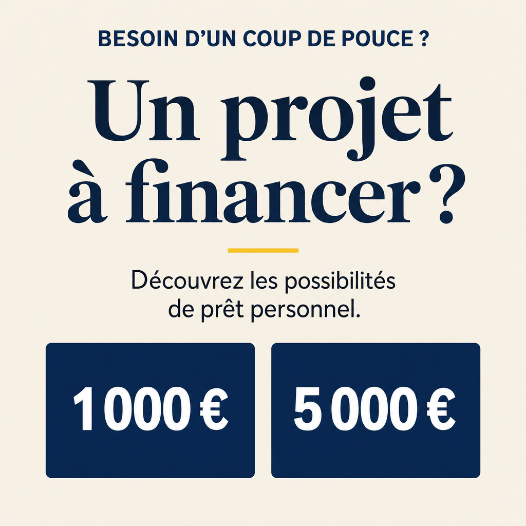 # PROMPT — CRIATIVO PUBLICITÁRIO DE CRÉDITO PESSOAL | BÉLGICA FRANCÓFONA  Crie uma imagem publicitária minimalista para divulgar possibilidades de empréstimo pessoal ao público francófono da Bélgica. A imagem será utilizada como um **bloco visual que aparece imediatamente antes de uma mensagem de texto**, portanto, seu objetivo é despertar interesse, gerar identificação e preparar o leitor para a mensagem seguinte, sem utilizar botões, chamadas para clicar ou elementos de interface.  ## 1. Conceito visual  Desenvolva um criativo tipográfico, simples, elegante, direto e visualmente marcante. O design deve chamar a atenção por meio de palavras grandes, contraste forte, espaçamento bem planejado e formas geométricas básicas.  A referência estética é um cartaz editorial minimalista, com aparência profissional e contemporânea. A imagem deve parecer um anúncio gráfico criado por um designer, não uma composição publicitária genérica gerada por IA.  **A simplicidade é uma regra fundamental:** não adicionar elementos apenas para preencher espaços. Cada elemento precisa ter uma função visual clara.  ## 2. Paleta de cores  Utilize exclusivamente cores sólidas, sem gradientes, texturas ou efeitos de iluminação.  Paleta recomendada:  * Azul-marinho profundo: #1B2C48. * Bege-claro: #F3F0E8. * Branco: #FFFFFF. * Preto quase absoluto: #111111. * Amarelo suave: #E5B94B, usado apenas em um pequeno detalhe.  O fundo principal deve ser bege-claro ou branco. O azul-marinho deve aparecer em elementos de destaque, especialmente nas caixas que contêm os valores financeiros. O amarelo deve ser utilizado com moderação, por exemplo, em uma pequena linha horizontal abaixo do título.  Mantenha um contraste elevado e uma aparência limpa. Não utilize sombras, brilhos, transparências, efeitos tridimensionais ou degradês.  ## 3. Texto exato da imagem  Todo o texto deve estar em francês, com ortografia correta e natural para o público francófono da Bélgica.  **Título auxiliar, na parte superior:**  “BESOIN D’UN COUP DE POUCE ?”  **Título principal, em destaque:**  “Un projet à financer ?”  **Subtítulo, logo abaixo:**  “Découvrez les possibilités de prêt personnel.”  **Valores financeiros, na parte inferior:**  “1 000 €”  “5 000 €”  Reproduza todos os textos exatamente como fornecidos. Não traduza, não reformule, não acrescente palavras e não invente informações adicionais.  ## 4. Composição e hierarquia  Organize a imagem verticalmente, com alinhamento central e distribuição equilibrada dos elementos.  **Parte superior — frase auxiliar:** Posicione “BESOIN D’UN COUP DE POUCE ?” próximo ao topo, em letras maiúsculas, com tamanho pequeno ou médio, peso tipográfico forte e cor azul-marinho. Essa frase deve introduzir o assunto sem competir com o título principal.  **Centro superior — título principal:** Apresente “Un projet à financer ?” como o elemento tipográfico dominante. Utilize letras grandes, espessas e muito legíveis. O título pode ocupar duas linhas se isso melhorar a proporção da composição, mas não deve parecer apertado ou desorganizado.  Utilize uma tipografia editorial marcante, preferencialmente uma serifada de alto contraste, com aparência sofisticada e forte presença visual. Outra opção aceitável é uma fonte sans-serif pesada, desde que o resultado permaneça minimalista.  **Abaixo do título — detalhe gráfico:** Insira uma pequena linha horizontal amarela, centralizada, com espessura discreta. Ela deve servir apenas para separar visualmente o título do subtítulo.  **Subtítulo:** Posicione “Découvrez les possibilités de prêt personnel.” logo abaixo do detalhe gráfico. Utilize uma fonte menor, limpa e legível, em preto ou azul-marinho. Evite que o subtítulo ocupe mais atenção do que o título.  **Parte inferior — valores financeiros:** Adicione duas caixas retangulares de tamanho semelhante, lado a lado, com espaçamento uniforme.  * Primeira caixa: “1 000 €”. * Segunda caixa: “5 000 €”.  As caixas devem ter fundo azul-marinho sólido, cantos discretamente arredondados e nenhum efeito de sombra. Os valores devem aparecer em branco, em tamanho grande, com peso tipográfico forte e centralização horizontal e vertical.  Os valores precisam ser visualmente destacados, mas sem comprometer o equilíbrio do restante do cartaz.  ## 5. Direção tipográfica  Utilize no máximo duas famílias tipográficas.  A fonte do título pode ter um estilo editorial sofisticado, com serifas pronunciadas e contraste entre traços finos e grossos. O restante do texto deve utilizar uma fonte complementar, simples e altamente legível.  Priorize:  * Títulos grandes e impactantes. * Subtítulos menores e discretos. * Espaçamento consistente entre linhas. * Margens generosas. * Alinhamento preciso. * Legibilidade em telas de celulares.  Não comprima as letras artificialmente. Evite fontes excessivamente decorativas, caligráficas ou difíceis de ler.  ## 6. Restrições obrigatórias  NÃO incluir:  * Fotografias ou imagens realistas. * Pessoas, rostos ou mãos. * Dinheiro físico, notas, moedas ou cartões bancários. * Ilustrações tridimensionais. * Ícones decorativos desnecessários. * Gradientes ou degradês. * Sombras, brilhos ou efeitos de iluminação. * Texturas de papel, ruído ou fundos elaborados. * Botões, setas ou chamadas para clicar. * Logotipos ou marcas fictícias. * Taxas de juros, prazos, condições ou promessas não fornecidas. * Textos adicionais, slogans alternativos ou informações inventadas.  Não transforme o cartaz em uma página de site ou em uma interface de aplicativo. O resultado deve ser uma peça gráfica estática.  ## 7. Formato e acabamento  Crie a imagem em formato vertical, proporção 4:5, com resolução de 1024 × 1280 pixels ou superior.  Garanta que todos os textos estejam inteiramente visíveis, sem cortes nas bordas. Preserve margens de segurança adequadas e mantenha uma composição equilibrada, com espaço negativo suficiente entre os elementos.  A imagem deve continuar legível em tamanho reduzido, especialmente em dispositivos móveis.  ## 8. Resultado esperado  Uma peça publicitária minimalista, elegante, moderna e de alto contraste, construída essencialmente com tipografia, fundo sólido e duas caixas geométricas.  O resultado deve transmitir profissionalismo e despertar curiosidade sobre as possibilidades de crédito pessoal. Deve chamar a atenção sem parecer agressivo, excessivamente comercial ou visualmente carregado.  **Prioridade absoluta: simplicidade, impacto tipográfico, legibilidade e reprodução exata do texto em francês.**